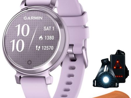 Garmin Lily 2 Smartwatch Metallic Lilac w  Lilac Silicone Band + Accessories Bundle For Discount