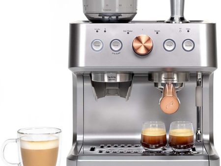 Cafe BELLISSIMO Semi Automatic Espresso Machine + Frother - Steel Silver Online Sale