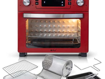 Deco Chef 24QT Stainless Steel Countertop Toaster Air Fryer Oven with Accessories (Red) Online now