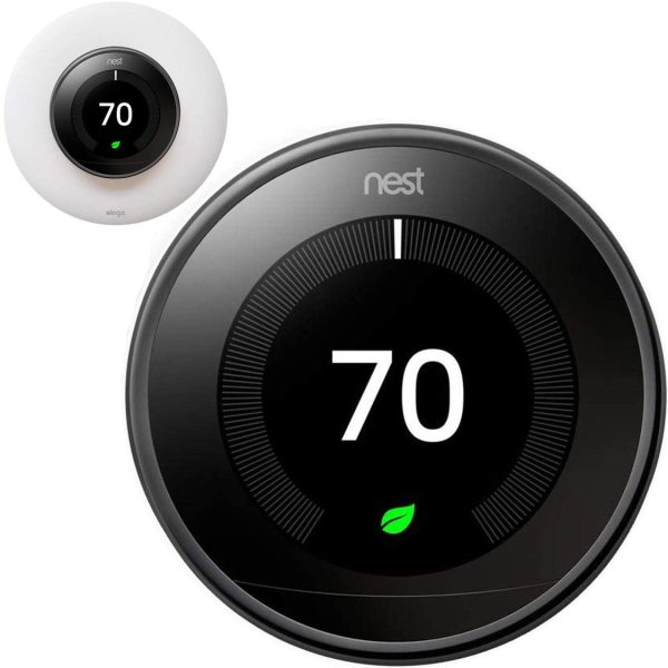 Google Nest Learning Smart Thermostat Gen 3 Mirror Black T3018US + elago Wall Plate Cover Online