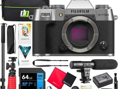 Fujifilm X-T50 Mirrorless Interchangeable Lens Digital Camera Body - Silver + Bundle For Sale