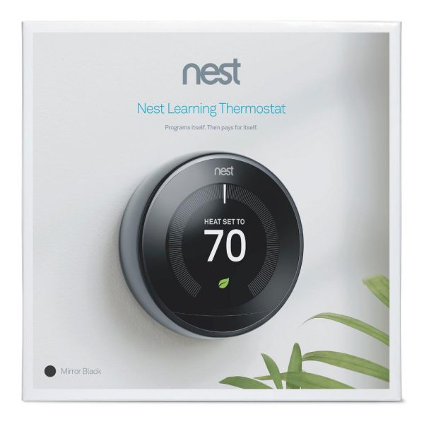 Google Nest Learning Thermostat 3rd Gen, Mirror Black Bundle w  2x Deco Gear WiFi Smart Plug Cheap