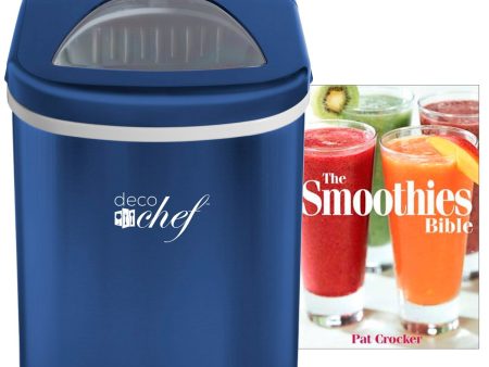 Deco Chef Blue Compact Electric Top Load Ice Maker with The Smoothies Bible Recipe Book For Discount