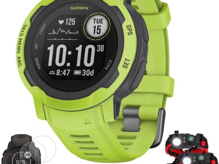 Garmin Instinct 2 GPS Smartwatch Fitness Tracker, Electric Lime + Accessories Bundle on Sale