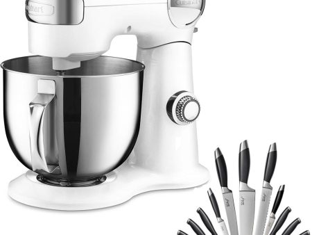 Cuisinart Precision Master 5.5-Quart Stand Mixer, White Linen SM-50 + Deco 12Pcs Knife Set on Sale