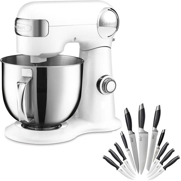 Cuisinart Precision Master 5.5-Quart Stand Mixer, White Linen SM-50 + Deco 12Pcs Knife Set on Sale