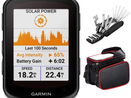 Garmin 010-02694-20 Edge 540 Solar, Compact GPS Cycling Computer +Deco Accessory Bundle Fashion