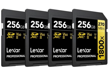 Lexar Professional 1800x SDXC UHS-II Card GOLD Series 256GB - (4-Pack) For Cheap