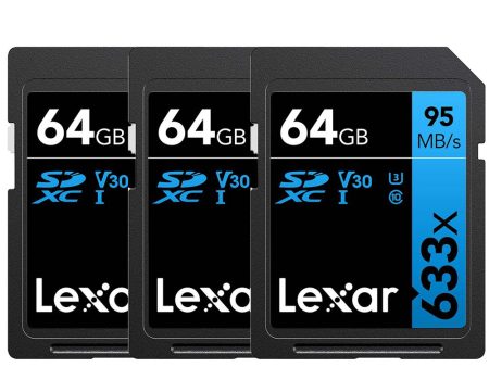 Lexar Professional 633x 64GB USH-1 Class 10 SDXC Memory Card (3-Pack) Hot on Sale