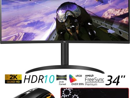 LG 34  Curved UltraWide QHD HDR FreeSync Premium Monitor w  Gaming Mouse Bundle Sale