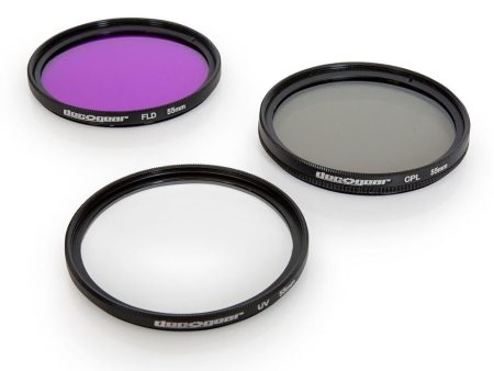 Deco Photo 55mm 3 Piece Pro Level Lens Filter Kit - UV, FLD, Polarizer - FK55MM Sale