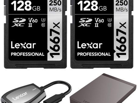 Lexar 128GB SDXC UHS-II Memory Card 2-Pack w  Card Reader + 1TB Portable SSD Bundle Hot on Sale