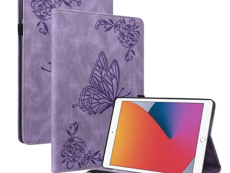 Imprinted Butterfly Flower PU Leather Stand Cover Card Slots Shockproof Folio Case with Elastic Band for iPad 10.2 (2021)   (2020)   (2019) For Sale