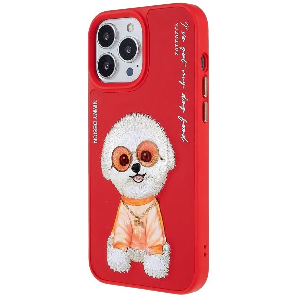 NIMMY Glasses Pet Series for iPhone 13 Pro 6.1 inch Anti-drop Phone Shell Embroidery PU Leather + PC + TPU Back Case Discount