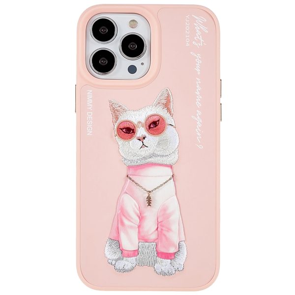 NIMMY Glasses Pet Series for iPhone 13 Pro 6.1 inch Anti-drop Phone Shell Embroidery PU Leather + PC + TPU Back Case Discount