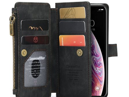 CASEME C30 Series Multiple Card Slots PU Leather Stand Wallet Case Snug Fit Phone Shell for iPhone X XS For Sale