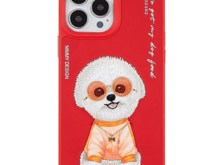 NIMMY Glasses Pet Series for iPhone 13 Pro Max 6.7 inch Embroidery Pattern Phone Cover PU Leather + PC + TPU Well-protected Case Hot on Sale