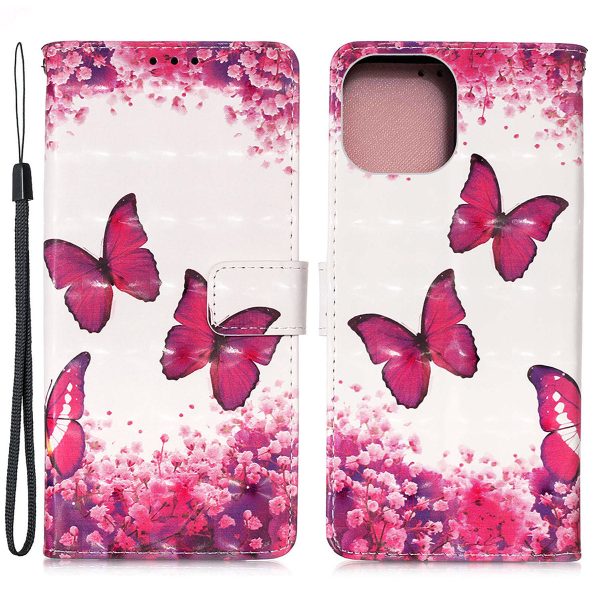 3D Fashion Pattern Printing PU Leather Shockproof Flip Magnetic Wallet Case with Strap for iPhone 13 Pro 6.1 inch Cheap