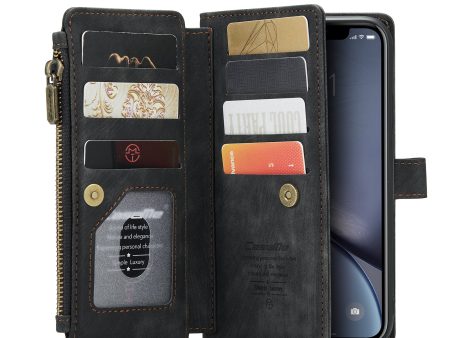 CASEME C30 Series Multiple Card Slots All-Round Protection Zippered Wallet Design PU Leather Phone Case with Stand for iPhone XR 6.1 inch Online now