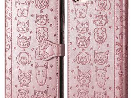 Magnetic Leather Stand Case with Imprinting Cat Dog Pattern for iPhone 7 4.7 inch 8 4.7 inch SE (2020) SE (2022) 6 For Cheap