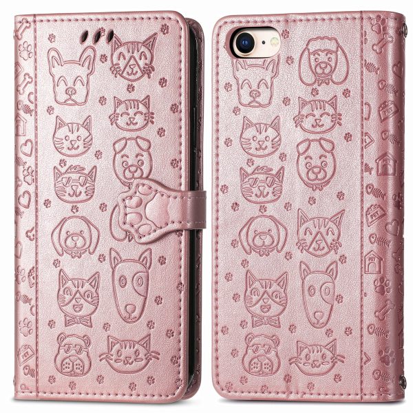 Magnetic Leather Stand Case with Imprinting Cat Dog Pattern for iPhone 7 4.7 inch 8 4.7 inch SE (2020) SE (2022) 6 For Cheap