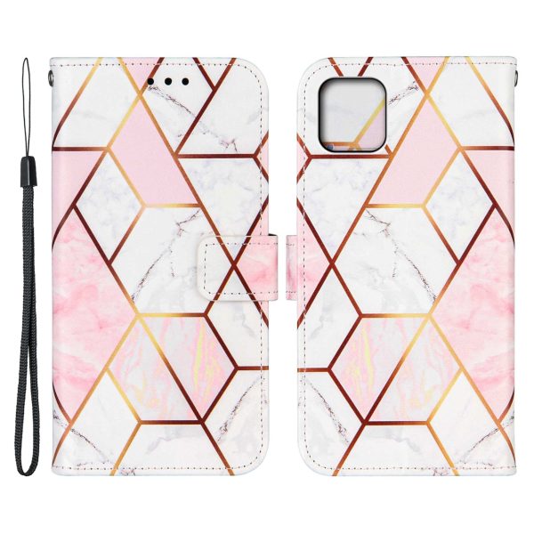 Creative Splicing Marble Pattern Flip Stand Wallet Leather Case Cover with Strap for iPhone 13 mini 5.4 inch Online Sale