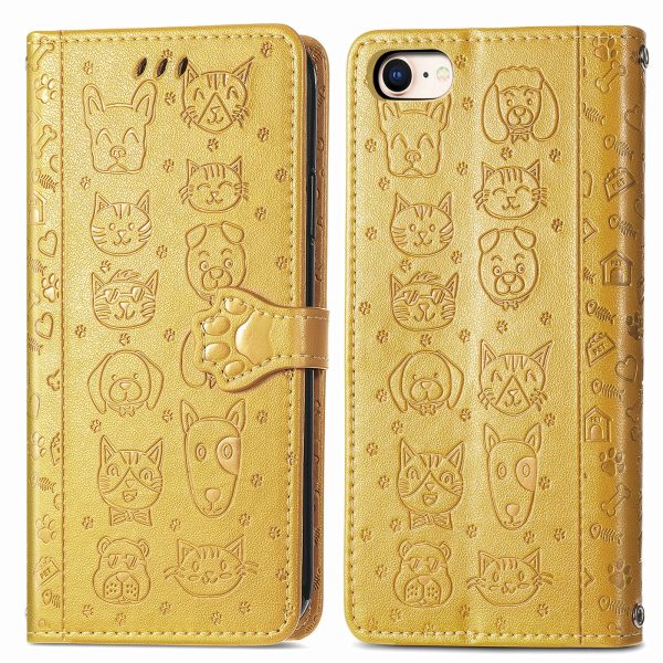 Magnetic Leather Stand Case with Imprinting Cat Dog Pattern for iPhone 7 4.7 inch 8 4.7 inch SE (2020) SE (2022) 6 For Cheap