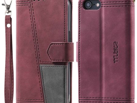 TTUDRCH 004 for iPhone 7 8 4.7 inch SE (2020) SE (2022) Shockproof Wallet Splicing Design PU Leather Skin-touch Feeling Stand Cover with RFID Blocking Function Online Sale