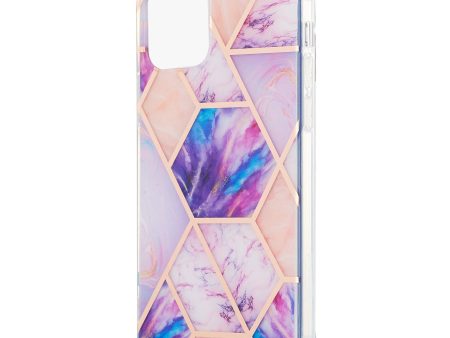 2.0mm IMD Workmanship Electroplating Marble Pattern Printing TPU Cell Phone Case Cover for iPhone 13 6.1 inch Online now