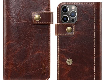 DENIOR Stand Wallet Design Cowhide Leather Full Protection Phone Cover Case for iPhone 13 Pro 6.1 inch Cheap