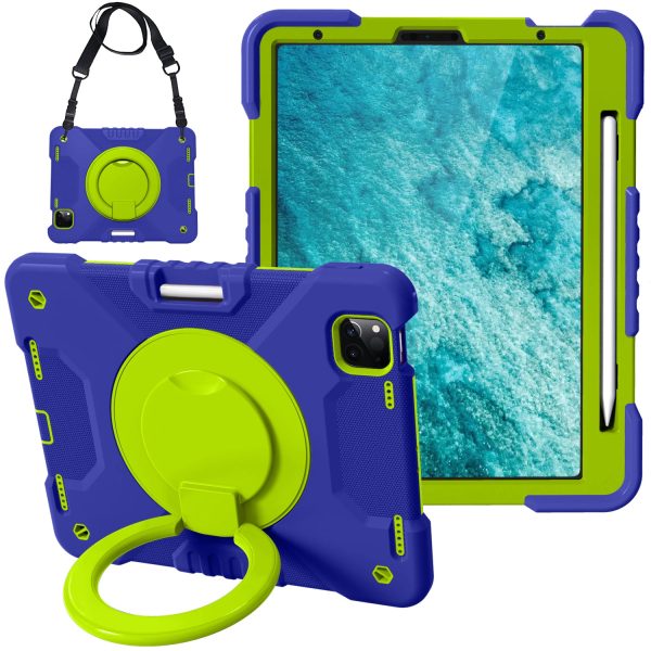 360 Degree Swivel Kickstand Design PC + Silicone Hybrid Tablet Case with Shoulder Strap for iPad Air (2020) Air (2022)   Pro 11-inch (2021) (2020) (2018) Discount