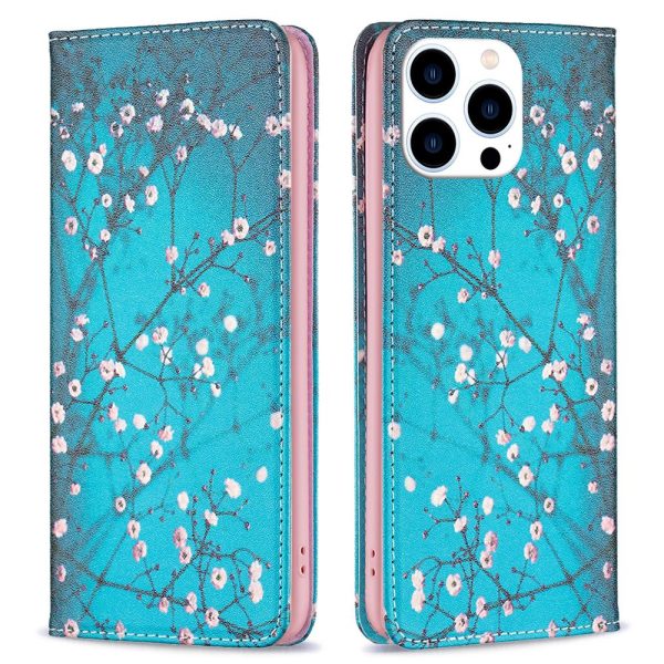 BF Pattern Printing Leather Series-3 for iPhone 14 Pro 6.1 inch PU Leather Shockproof Phone Cover Foldable Stand Case Magnetic Auto-absorbed Wallet Phone Shell For Discount