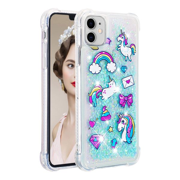 Pattern Printing Design Quicksand Moving Glitter Case Scratch-resistant Shockproof TPU Cover for iPhone 11 6.1 inch Supply