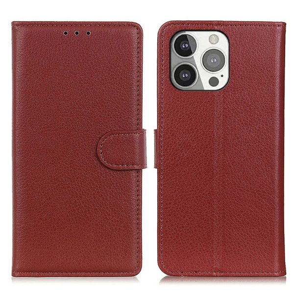 All-round Protection Classic Litchi Texture Leather Wallet Design Stand Case for iPhone 13 Pro 6.1 inch Fashion