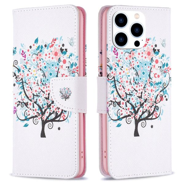 BF Pattern Printing Leather Series-1 for iPhone 14 Pro 6.1 inch Anti-drop Phone Cover Viewing Stand Scratch Resistant PU Leather TPU Folio Flip Wallet Protective Case Cheap