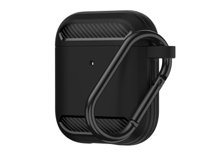 Carbon Fiber Grain Silicone Case with Hook for Apple AirPods with Charging Case (2019) AirPods with Wireless Charging Case (2019) For Sale