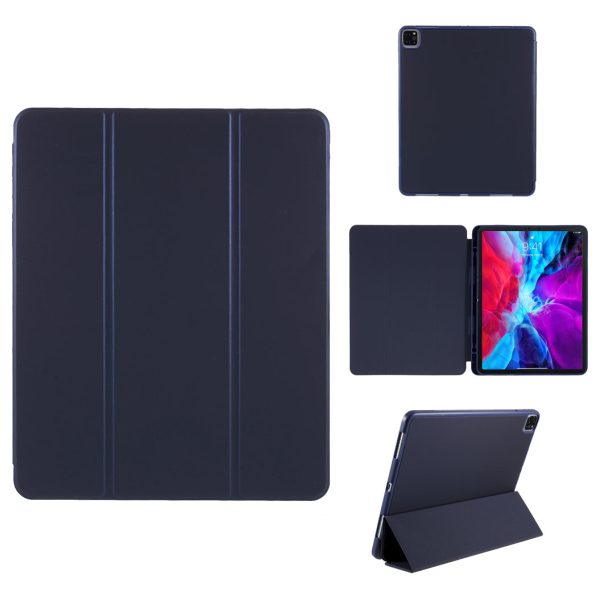 Pen Slot Design Smooth-Feeling Tri-fold Stand Leather Case with Sleep Wake Function for iPad Pro 12.9-inch (2020) on Sale