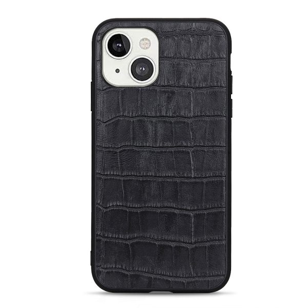 Crocodile Skin Genuine Leather Coated PC + TPU Combo Phone Back Case for iPhone 13 mini 5.4 inch Online Hot Sale