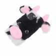 Cute 3D Cartoon Dairy Cattle Fluffy Hairy Cover Soft Furry TPU Protective Shell with Bling Rhinestone for iPhone 13 mini 5.4 inch on Sale