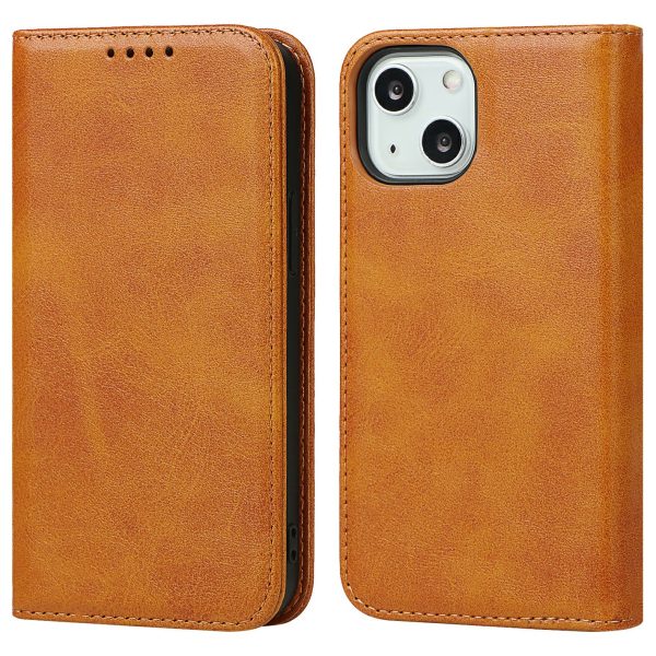 Wallet Stand Design Magnetic Auto-absorbed Leather Phone Case Cover for iPhone 13 mini 5.4 inch For Cheap