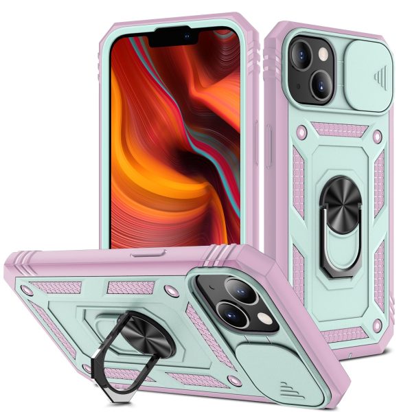 Well-Protected Camera Slider Design 3-in-1 TPU + PC + Metal Phone Cover with Card Slot for iPhone 13 mini 5.4 inch Supply