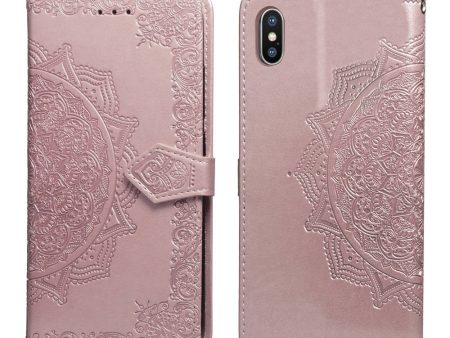 Embossed Mandala Flower Leather Wallet Case for iPhone XS X 5.8 inch Hot on Sale