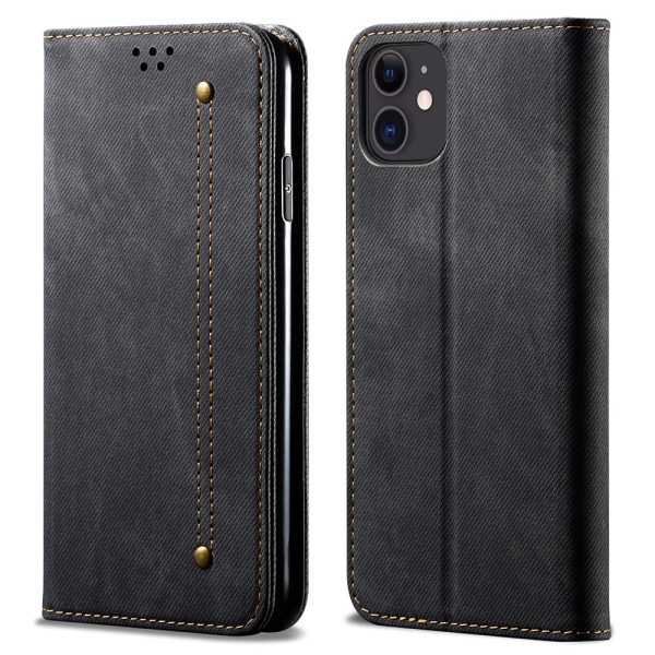 All-round Protection Jeans Cloth Texture Leather Wallet Stand Case for iPhone 13 mini 5.4 inch Discount