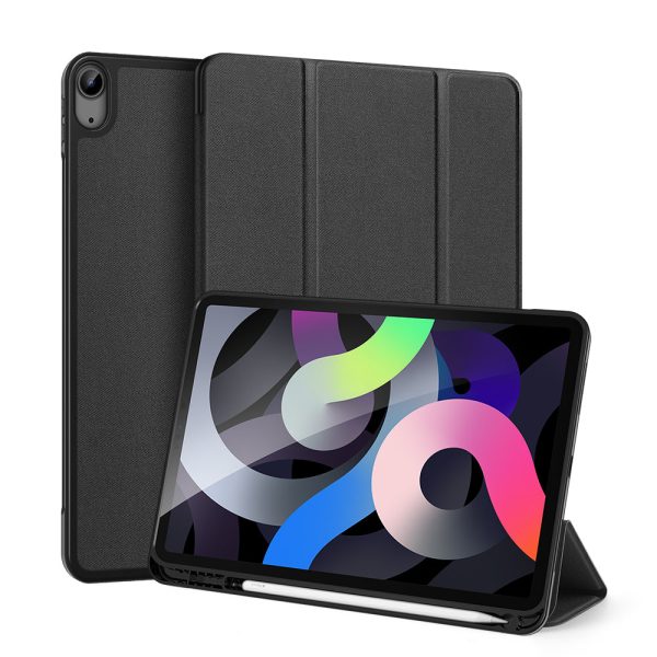 DUX DUCIS DOMO Tri-fold Stand PU Leather Smart Auto Wake Sleep Tablet Shell Cover with Pen Holder Support Magnetic-Absorbed Charging for iPad Air (2020) Air (2022) For Sale