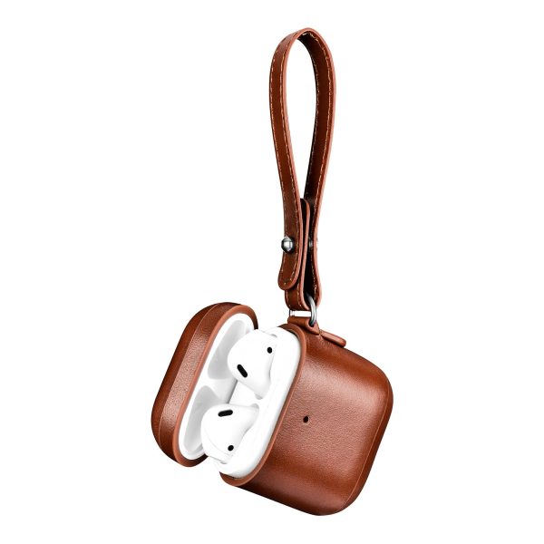 ICARER Cowhide Leather AirPods Case with Strap for Apple AirPods with Wireless Charging Case (2019)   AirPods with Charging Case (2019) (2016) on Sale