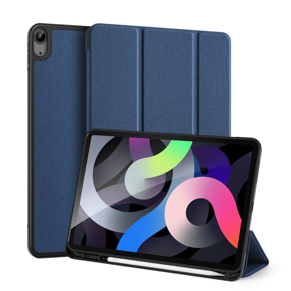 DUX DUCIS DOMO Tri-fold Stand PU Leather Smart Auto Wake Sleep Tablet Shell Cover with Pen Holder Support Magnetic-Absorbed Charging for iPad Air (2020) Air (2022) For Sale