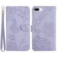 For iPhone 8 Plus 7 Plus 5.5 inch Skin-touch Feeling PU Leather Cell Phone Case Bag Butterfly Flower Pattern Imprinted Flip Wallet Phone Cover with Wrist Strap For Cheap