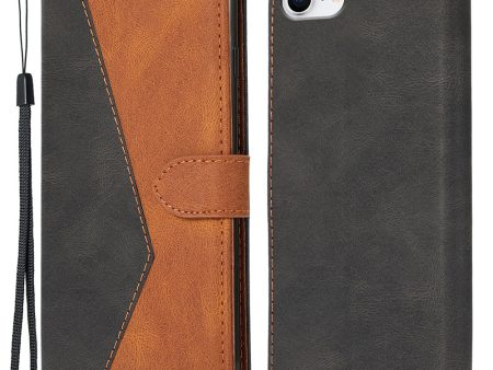 Anti-Drop Anti-Scratch Dual Color Wallet Stand Design Leather Phone Case with Handy Strap for iPhone SE (2022) SE (2020) 8 7 6 Cheap