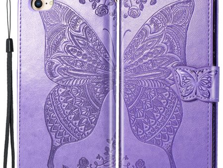 For iPhone 7 4.7 inch 8 4.7 inch SE (2020) SE (2022) Imprinting Butterfly Flower PU Leather Stand Cover Wallet Phone Case For Discount