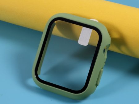 Multiple Colors PC Frame Cover Shell with Glass Screen Protector Film for Apple Watch Series 4   5   6 44mm   SE 44mm   SE (2022) 44mm For Sale